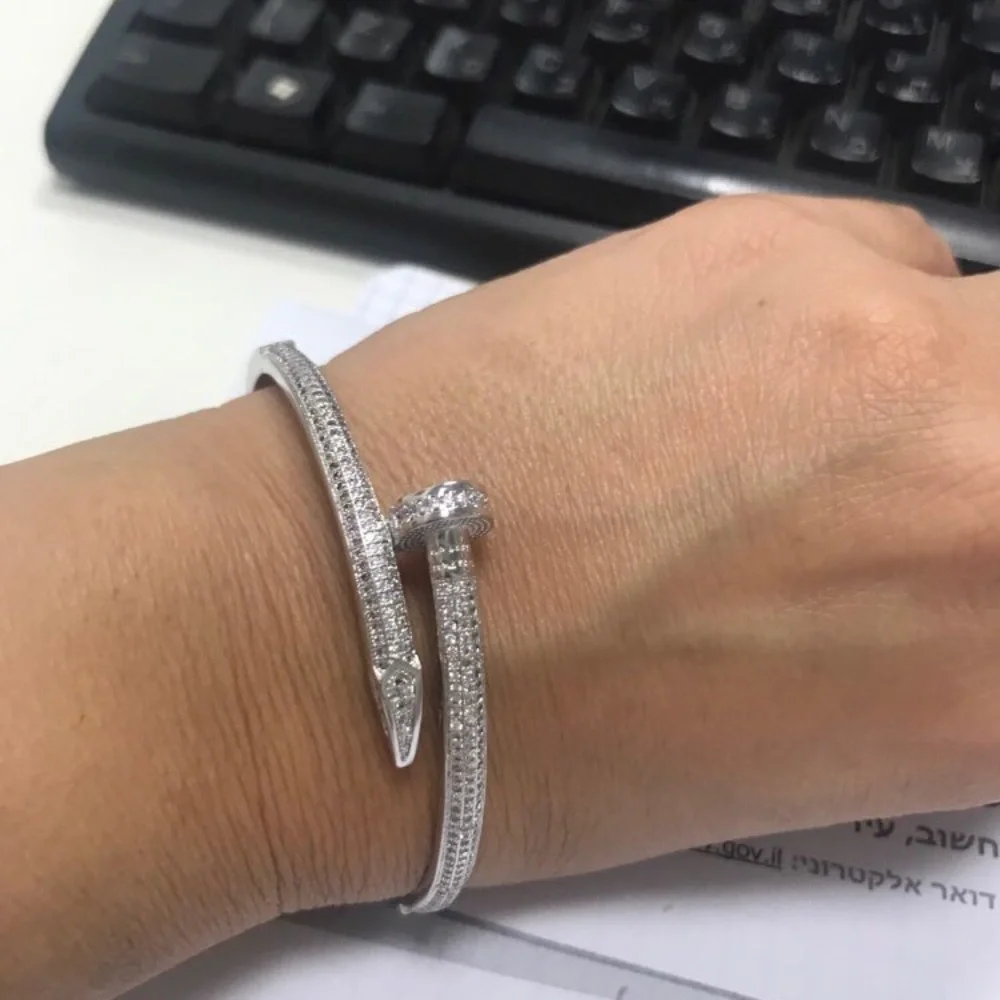 Rhinestones Copper Nail Bracelet and Ring Set - Picture 4 of 4